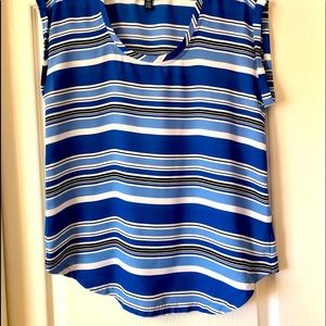 Chaps cap sleeve scoop neck striped blouse